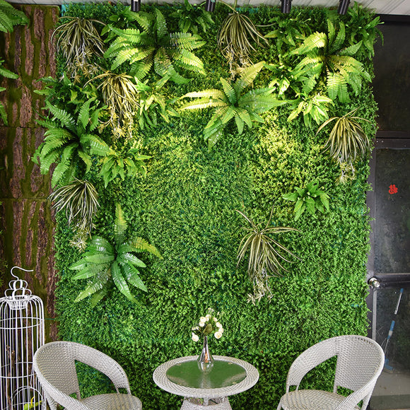 2mx1m Artificial Plant Wall Flower Wall Panels Green Plastic Lawn Tropical Leaves